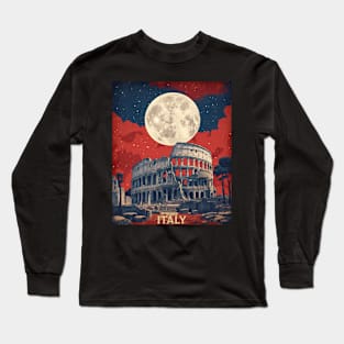 Rome Italy Starry Night Vintage Tourism Travel Poster Long Sleeve T-Shirt